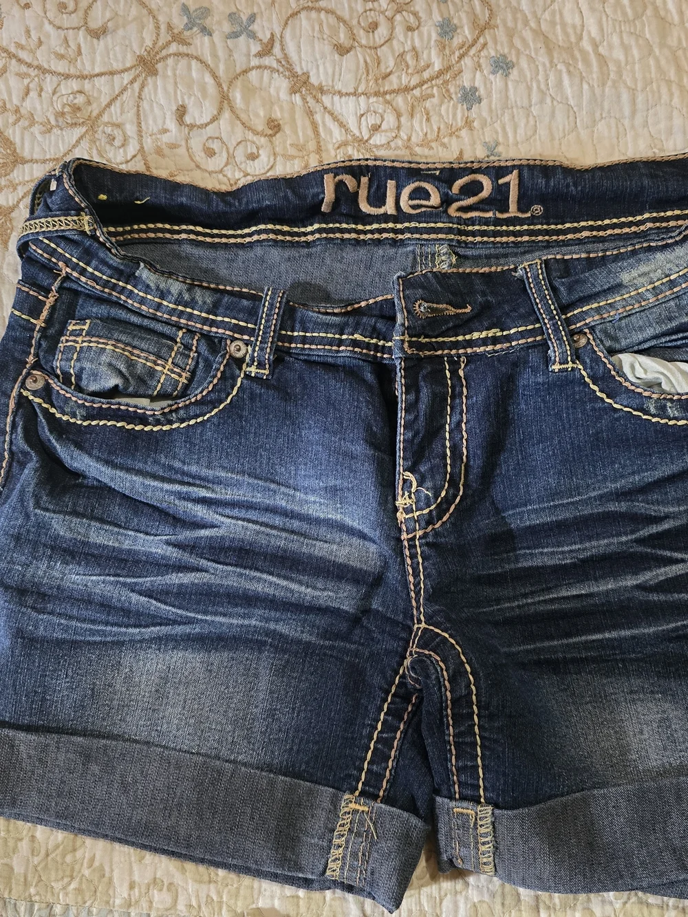 Rue21 Womens's Dark Blue Embroidered Jeans